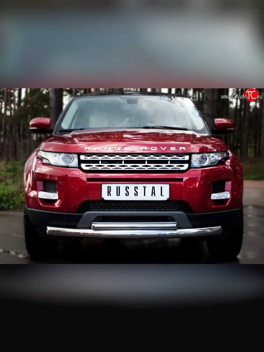 Защита переднего бампера (2 трубыØ76 и 42 мм, нержавейка, Prestige u Pure) SLITKOFF  Land Rover Range Rover Evoque (2011-2015) 1 L538  в Самаре Самарской области