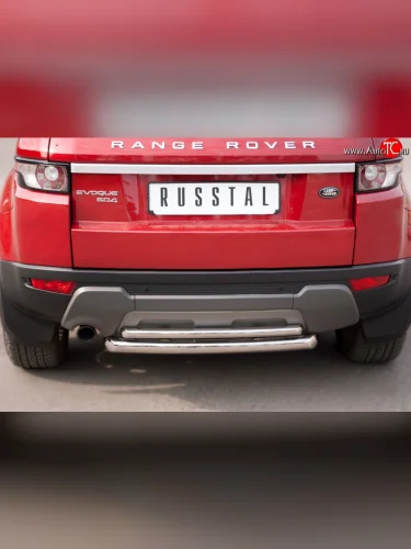 Двойная защита заднего бампера из двух труб диаметром 63 и 42 мм (Prestige u Pure) SLITKOFF Land Rover Range Rover Evoque  1 L538 (2011-2015) дорестайлинг 3 дв., дорестайлинг 5 дв.