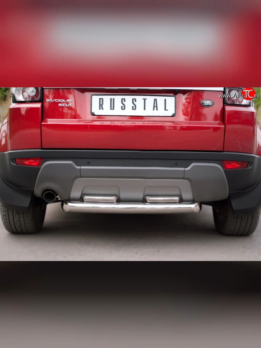 Защита заднего бампера (2 трубы Ø76 и 42 мм, нержавейка) SLITKOFF  Land Rover Range Rover Evoque (2011-2015) 1 L538  с доставкой в г. Самара