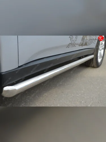 Защита порогов на SLITKOFF (труба D63) (Защита порогов с со скосами на торцах (вариант 1)) Mitsubishi Outlander GF дорестайлинг (2012-2014)