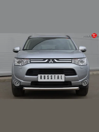 Одинарная защита переднего бампера диаметром 63 мм SLITKOFF Mitsubishi Outlander GF дорестайлинг (2012-2014)