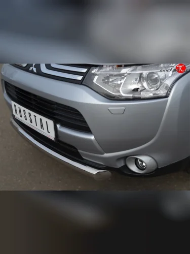 Одинарная защита переднего бампера диаметром 76 мм SLITKOFF Mitsubishi Outlander GF дорестайлинг (2012-2014)