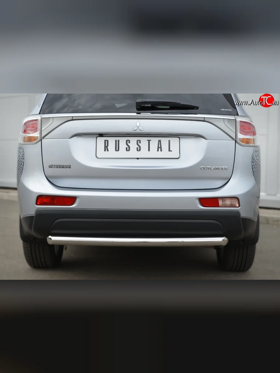 Одинарная защита заднего бампера из трубы диаметром 63 мм SLITKOFF Mitsubishi Outlander GF дорестайлинг (2012-2014)  в Керчи Республика Крым