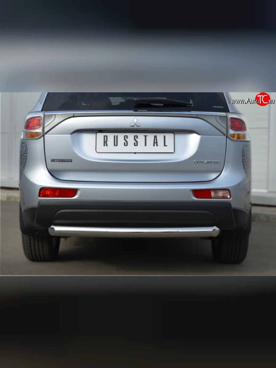 Одинарная защита заднего бампера из трубы диаметром 76 мм SLITKOFF Mitsubishi Outlander GF дорестайлинг (2012-2014)  в Керчи Республика Крым