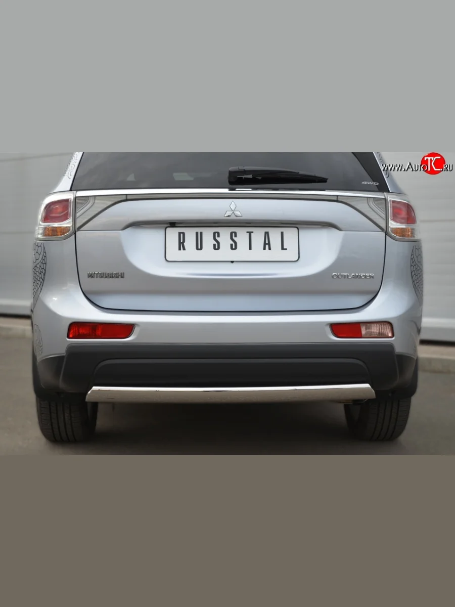 Защита заднего бампера (Ø75x42 мм, нержавейка) Russtal Mitsubishi Outlander GF дорестайлинг (2012-2014)  в Воронеже Воронежской области