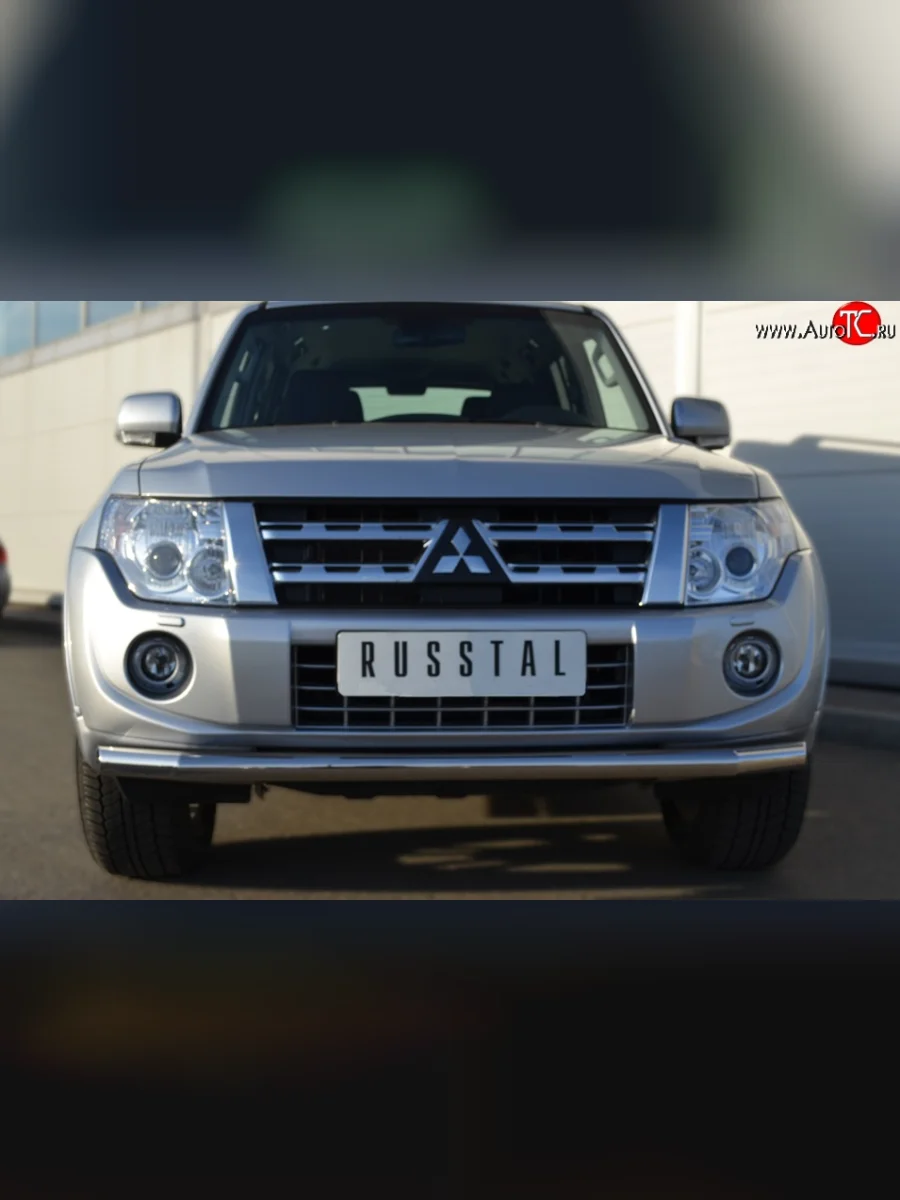 Одинарная защита переднего бампера диаметром 63 мм SLITKOFF  Mitsubishi Pajero (2011-2015) 4 V90, 4 V80  в Самаре Самарской области