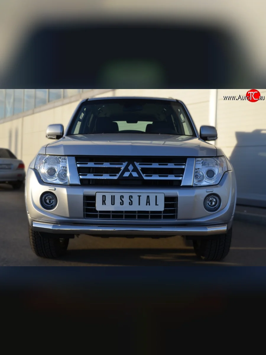 Одинарная защита переднего бампера диаметром 76 мм SLITKOFF  Mitsubishi Pajero (2011-2015) 4 V90, 4 V80  в Керчи Республика Крым