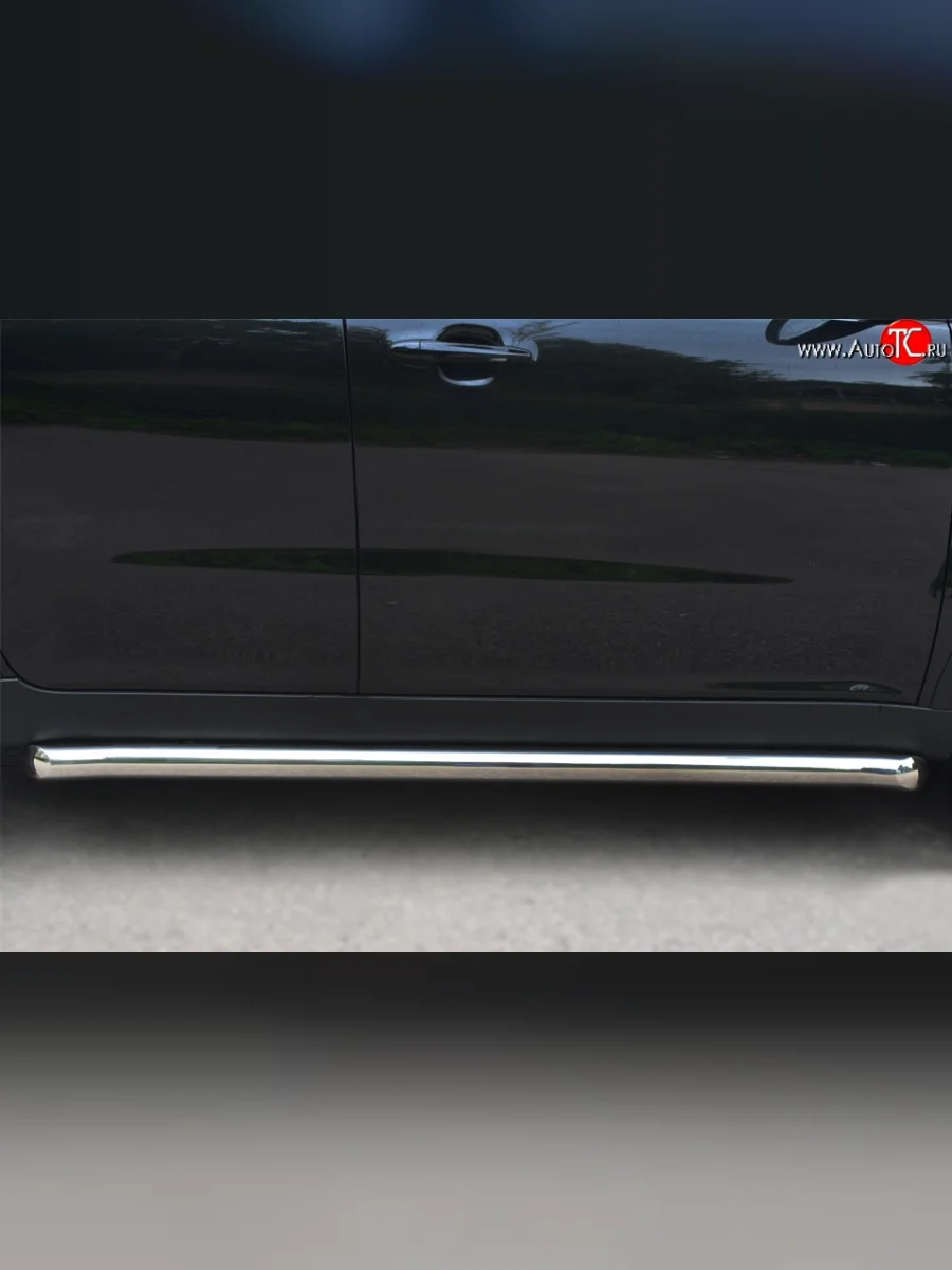 Защита порогов из круглой трубы диаметром 63 мм Russtal SSANGYONG Actyon дорестайлинг (2010-2013) (Защита порогов с со скосами на торцах (вариант 1))  в Керчи Республика Крым