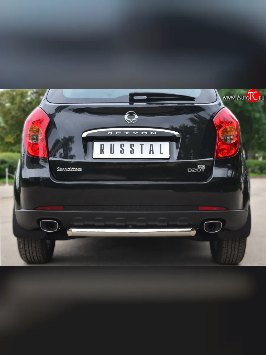 Одинарная защита заднего бампера из трубы диаметром 63 мм SLITKOFF SSANGYONG Actyon дорестайлинг (2010-2013)  с доставкой в г. Керчь