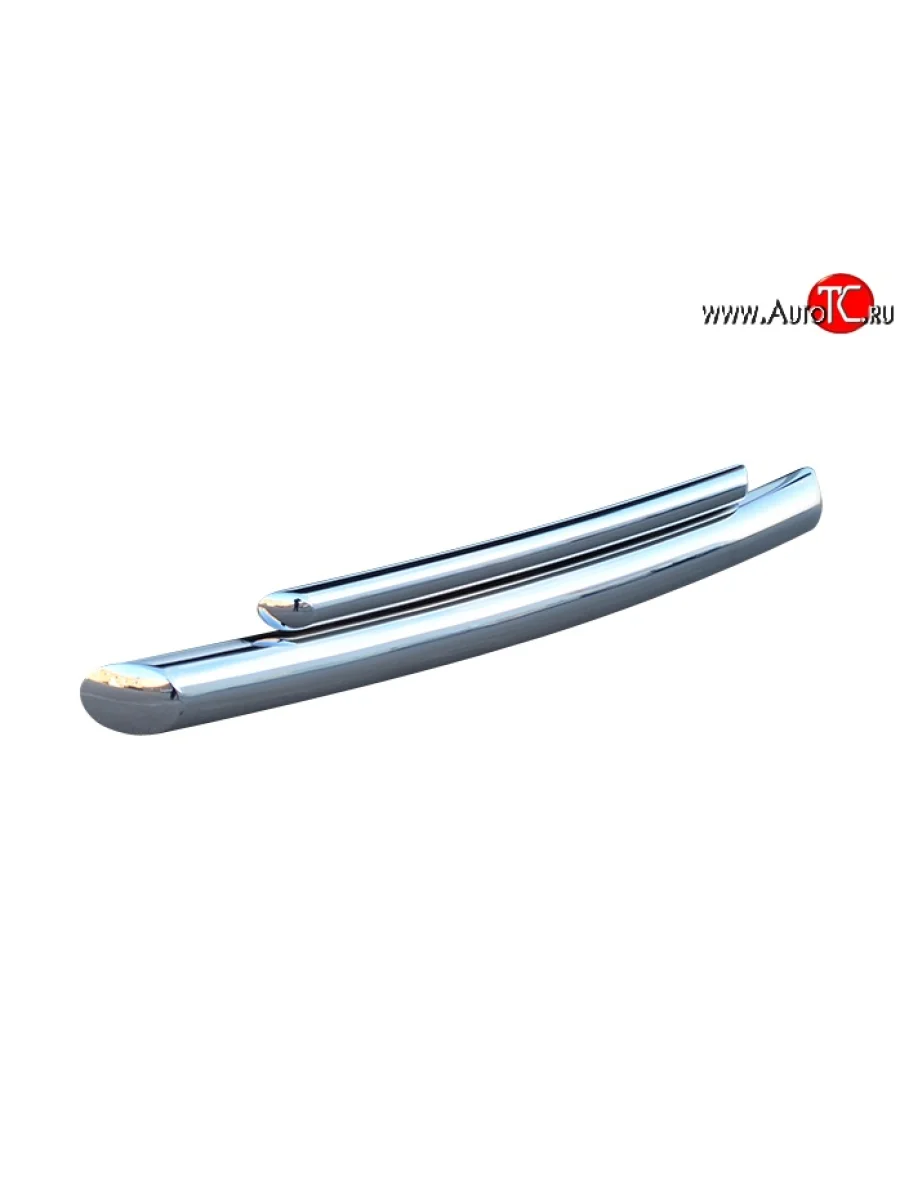 Защита переднего бампера (2 трубыØ76 и 42 мм, нержавейка) SLITKOFF SSANGYONG Kyron дорестайлинг (2005-2007)  с доставкой в г. Керчь