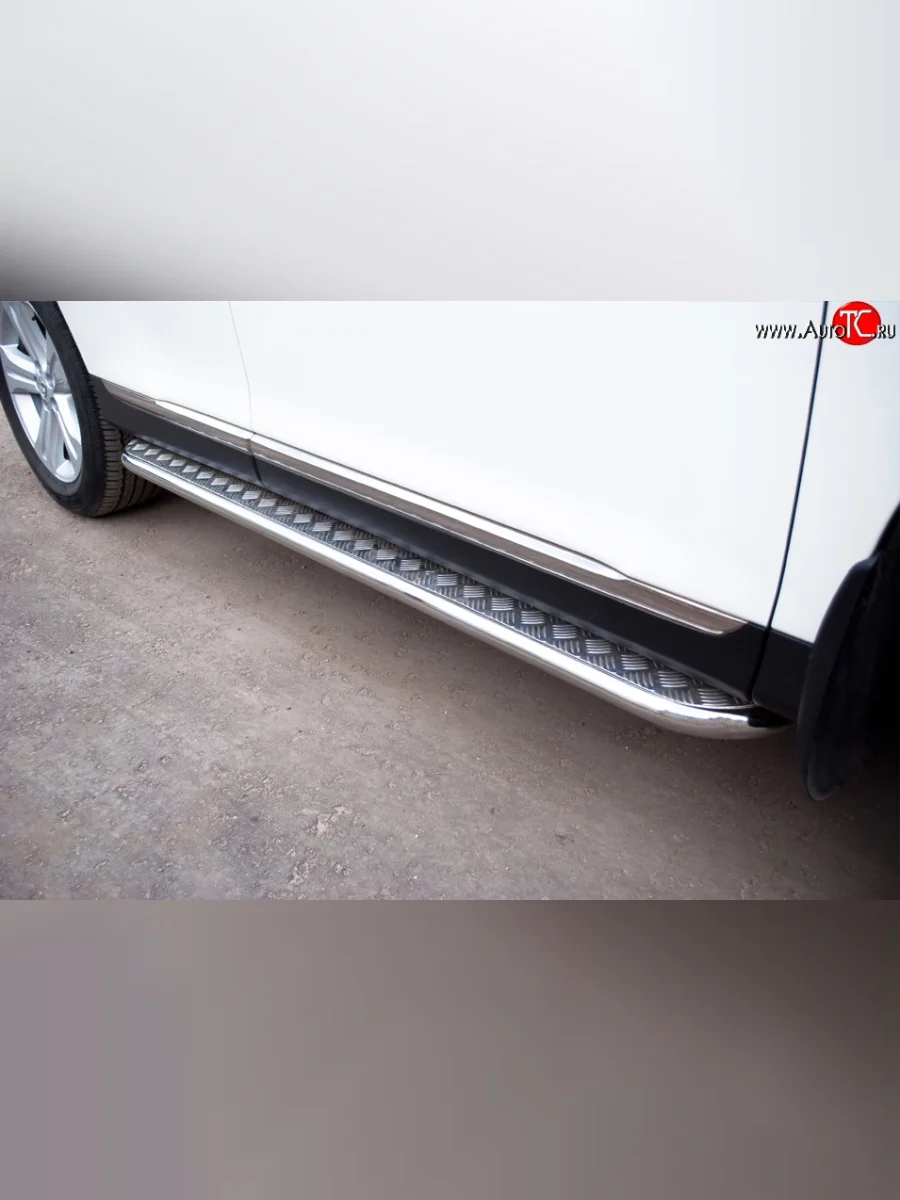 Широкая защита порогов SLITKOFF Toyota Highlander XU40 рестайлинг (2010-2013)  в Самаре Самарской области