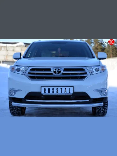 Одинарная защита переднего бампера диаметром 63 мм (рестайлинг) SLITKOFF Toyota Highlander  XU40 (2010-2013) рестайлинг
