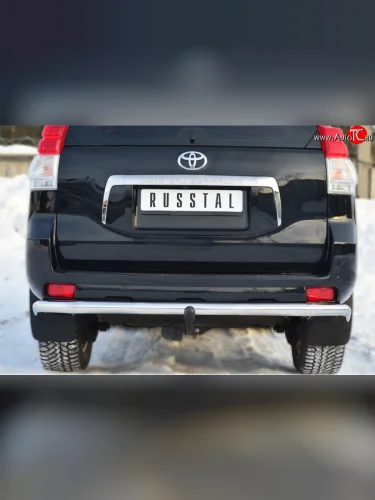 Одинарная защита заднего бампера из трубы диаметром 63 мм SLITKOFF Toyota Land Cruiser Prado  J150 (2009-2013) дорестайлинг
