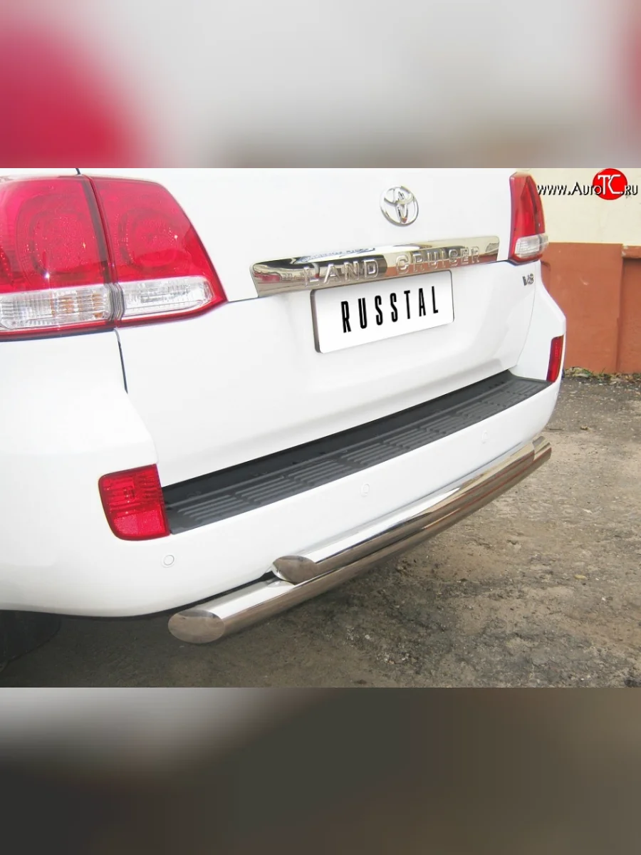 Защита заднего бампера (Ø63 и 42 мм, нержавейка) SLITKOFF Toyota Land Cruiser 10 100 дорестайлинг (1998-2002)  в Воронеже Воронежской области