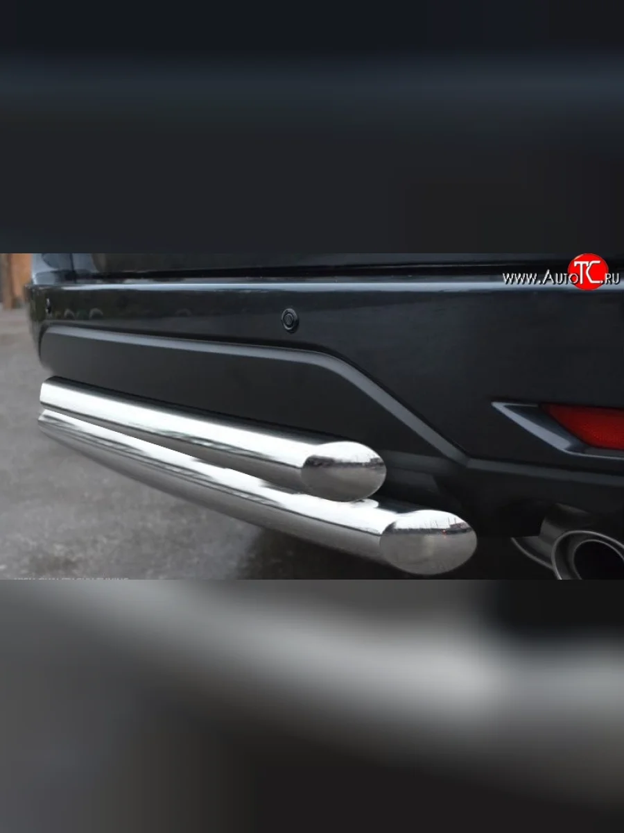 Защита заднего бампера (2 трубы Ø63 мм, нержавейка) SLITKOFF Toyota Land Cruiser 10 100 дорестайлинг (1998-2002)  в Самаре Самарской области