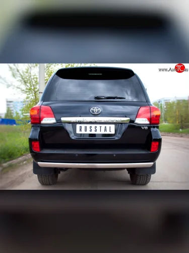 Защита заднего бампера (Ø75x42 мм, нержавейка) Russtal Toyota Land Cruiser 200 1-ый рестайлинг (2012-2015)