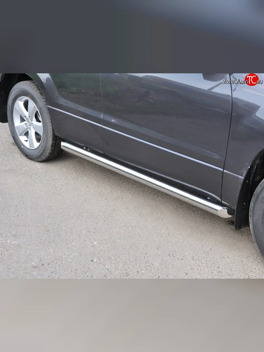 Защита порогов из круглой трубы диаметром 63 мм Russtal Toyota RAV4 XA30 5 дв. 1-ый рестайлинг (2008-2010) (Защита порогов с со скосами на торцах (вариант 1))  в Перми Пермском крае