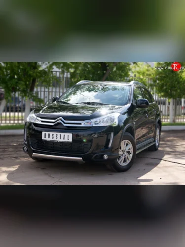 Защита переднего бампера (Ø75х42 мм, нержавейка) Russtal CITROEN C4 aircross (2012-2017)