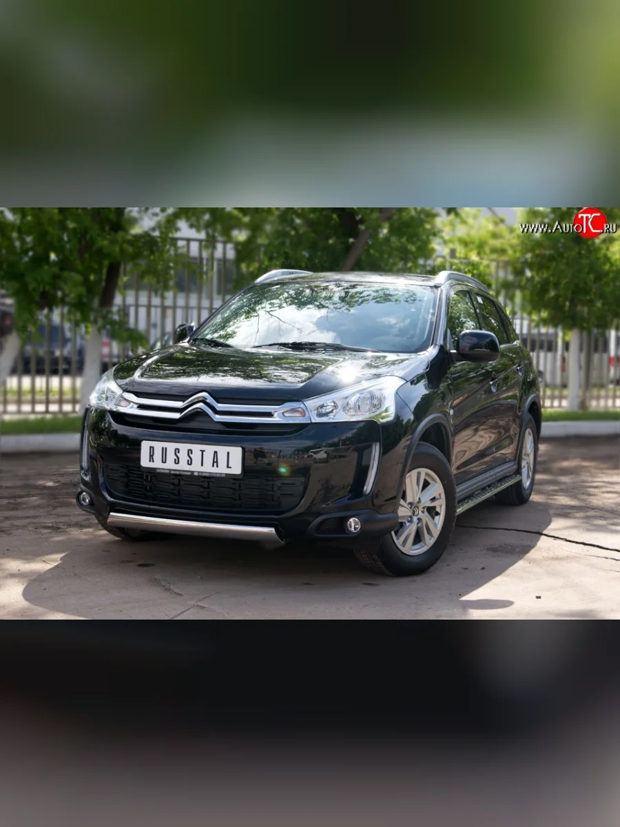 Защита переднего бампера (Ø75х42 мм, нержавейка) Russtal CITROEN C4 aircross (2012-2017)  в Перми Пермском крае