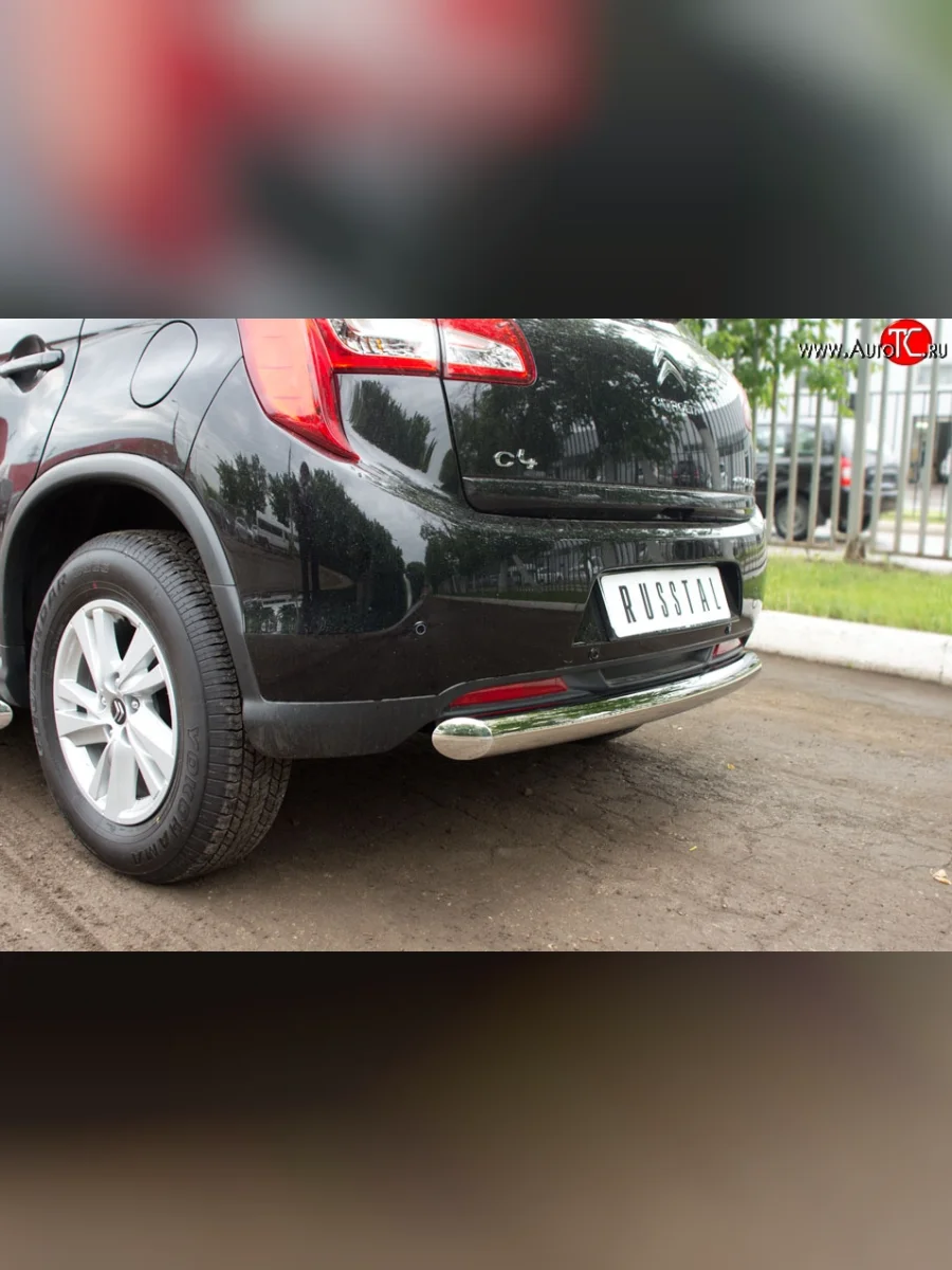 Одинарная защита заднего бампера из трубы диаметром 76 мм SLITKOFF  CITROEN C4 aircross (2012-2017)  в Воронеже Воронежской области