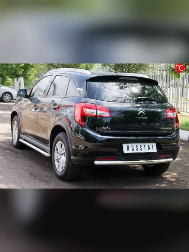 Одинарная защита заднего бампера из трубы диаметром 63 мм SLITKOFF CITROEN C4 aircross (2012-2017)