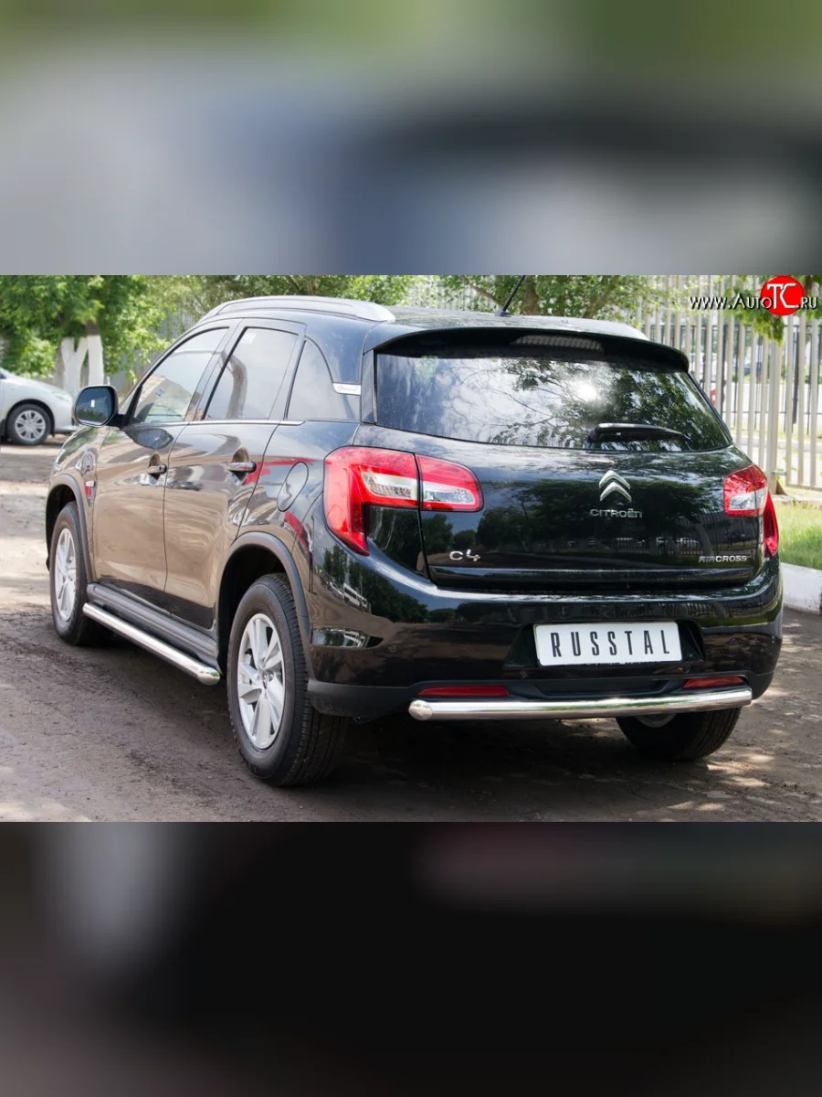 Одинарная защита заднего бампера из трубы диаметром 63 мм SLITKOFF CITROEN C4 aircross (2012-2017)  в Керчи Республика Крым