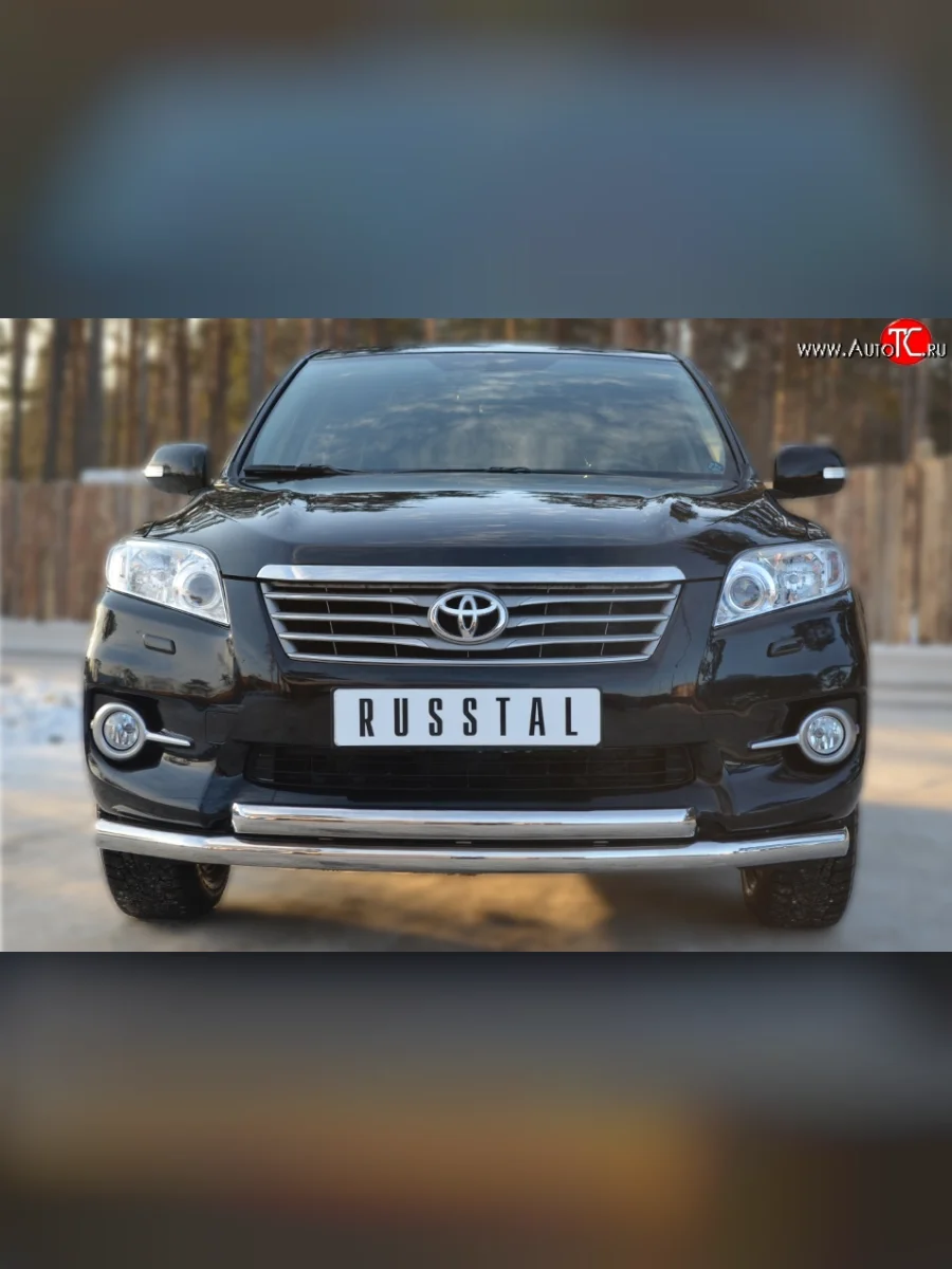 Защита переднего бампера (2 трубыØ76 и 42 мм, нержавейка) SLITKOFF  Toyota RAV4 (2010-2013) XA30  в Самаре Самарской области