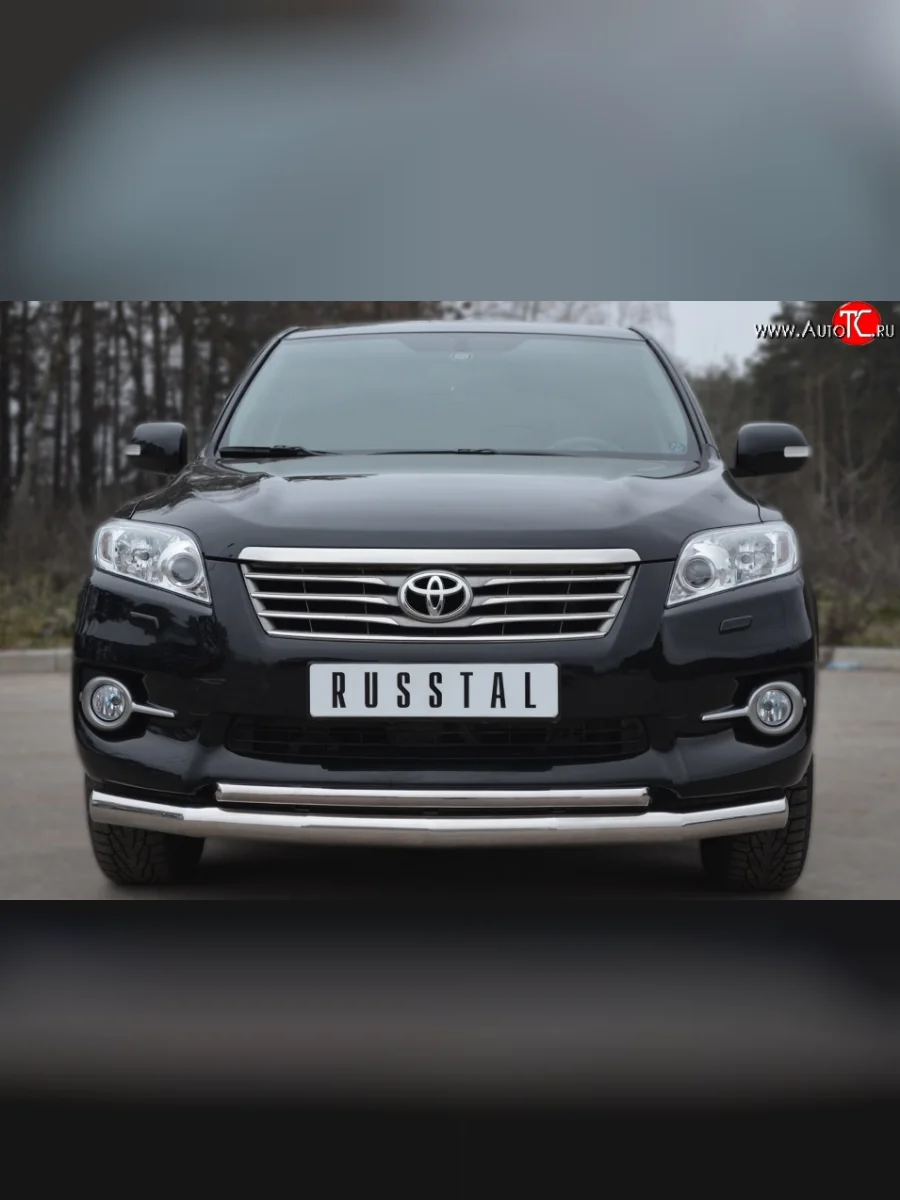 Защита переднего бампера (2 трубыØ63 мм, нержавейка) SLITKOFF Toyota RAV4 XA30 5 дв. 2-ой рестайлинг (2010-2013)  в Керчи Республика Крым