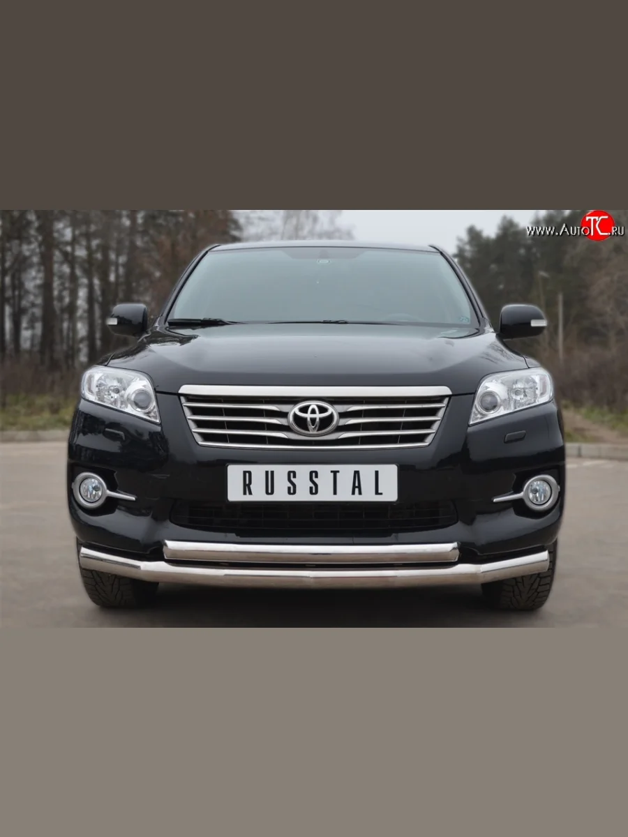 Защита переднего бампера (2 трубыØ76 и 63 мм, нержавейка) SLITKOFF  Toyota RAV4 (2010-2013) XA30  в Самаре Самарской области