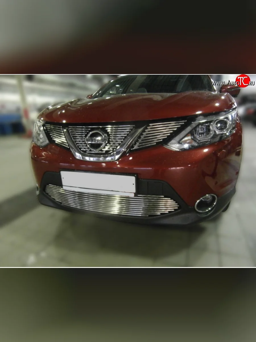 Декоративная вставка воздухозаборника без выреза под парктроник Berkut Nissan Qashqai 2 J11 рестайлинг (2017-2022)  в Самаре Самарской области