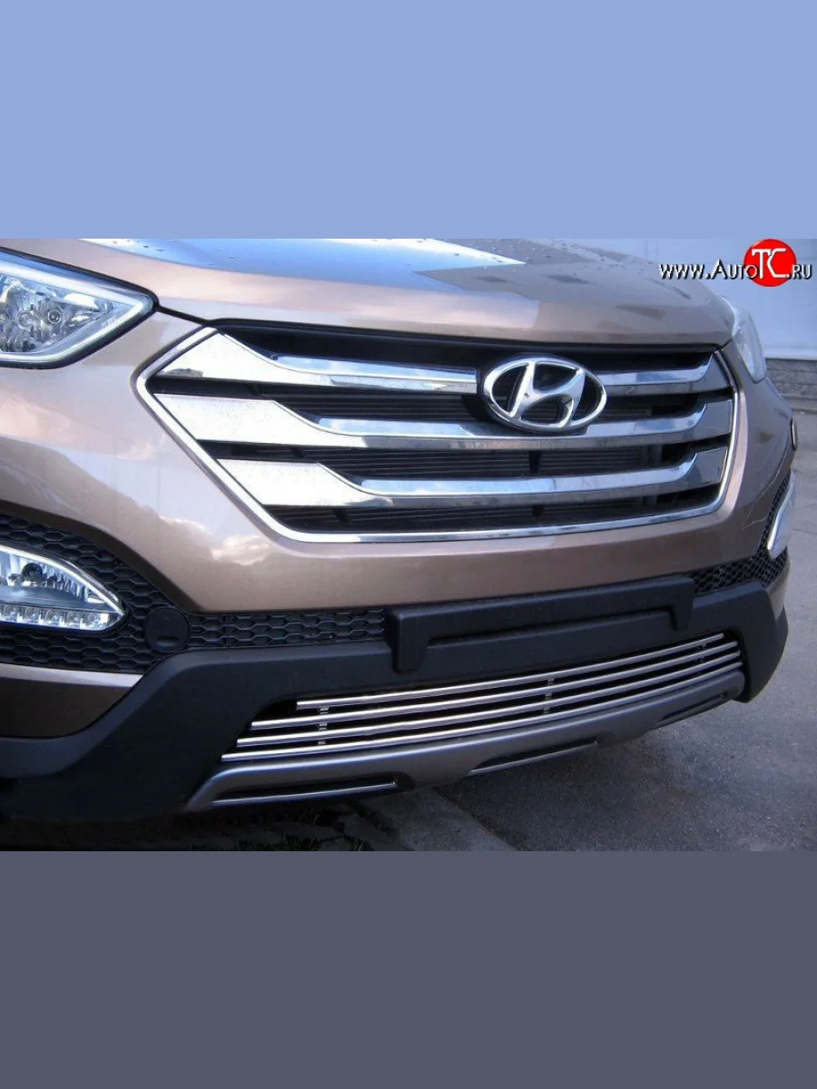 Нижняя декоративная вставка воздухозаборника Berkut Hyundai Santa Fe DM дорестайлинг (2012-2016)  в Самаре Самарской области