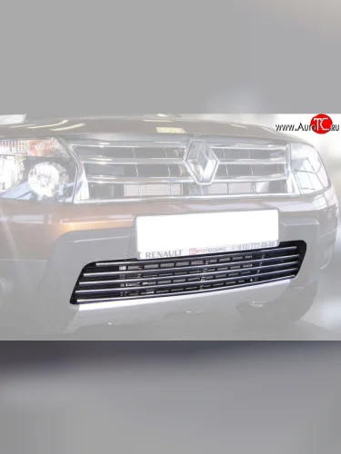 Декоративная вставка воздухозаборника без выреза под ходовые огни Berkut (d12 мм) Renault Duster HS дорестайлинг (2010-2015)