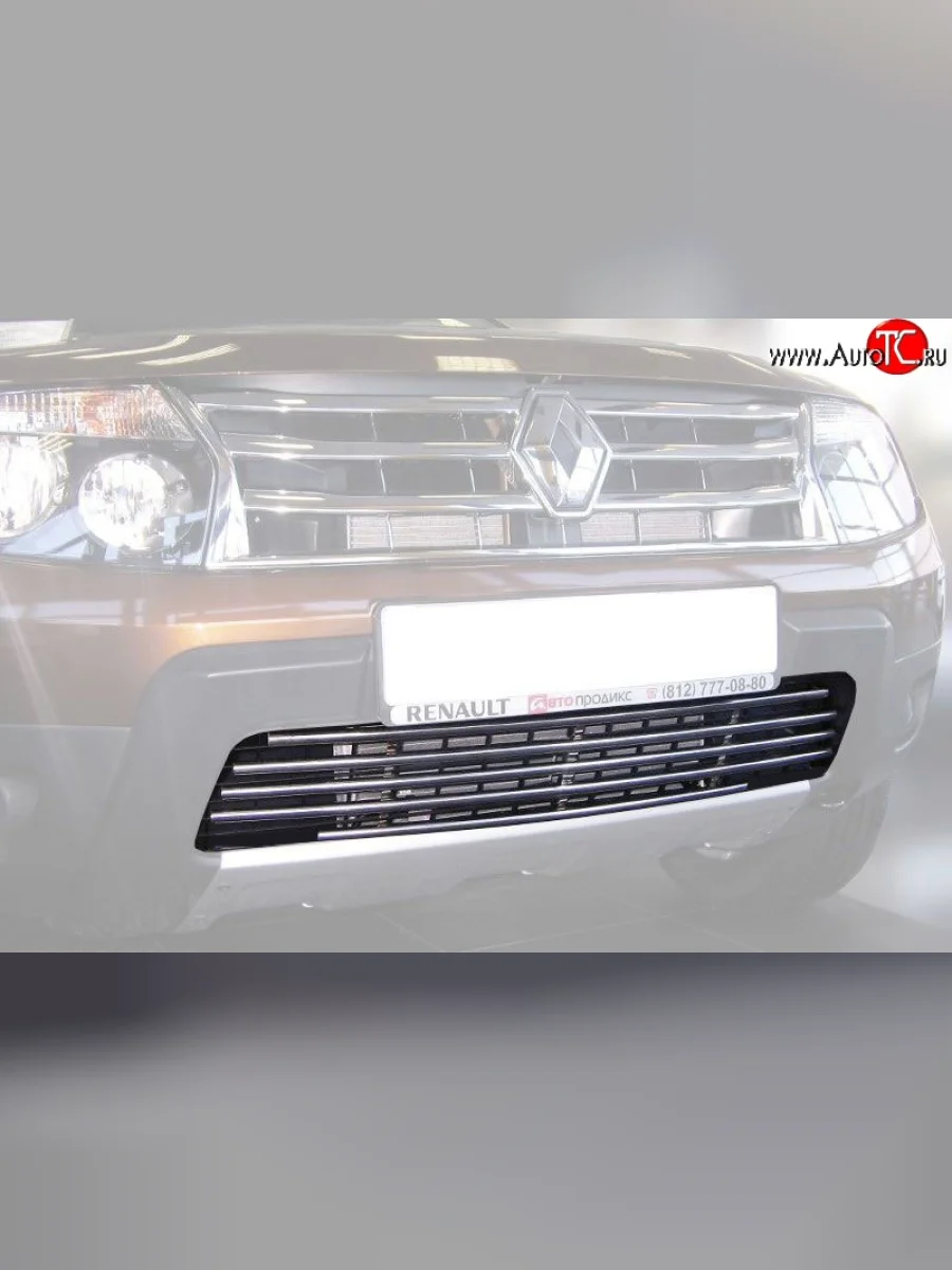 Декоративная вставка воздухозаборника с вырезами под ходовые огни Berkut (d12 мм) Renault Duster HS дорестайлинг (2010-2015)  в Самаре Самарской области