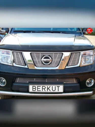 Декоративная вставка решетки радиатора (без знака) Berkut Nissan Pathfinder R51 дорестайлинг (2004-2007)