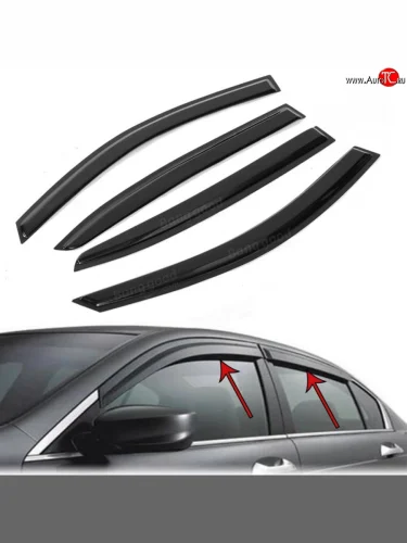 Комплект дефлекторов окон (ветровиков) 4 шт. (седан) Russtal Honda Accord 8 CU седан дорестайлинг (2008-2011)