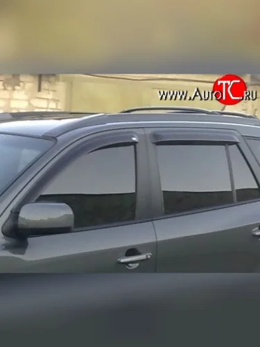 Комплект дефлекторов окон (ветровиков) 4 шт. Russtal Hyundai Santa Fe CM дорестайлинг (2006-2009)