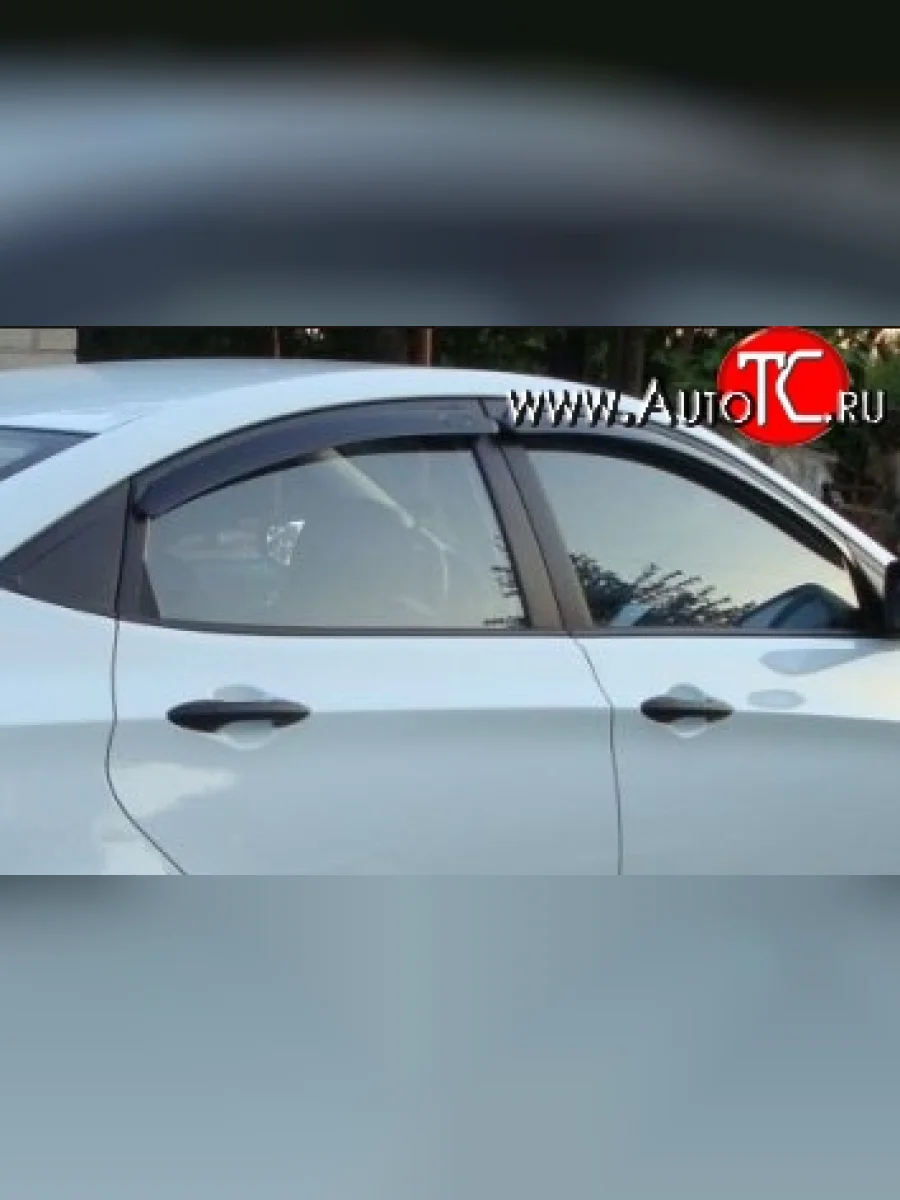 Комплект дефлекторов окон (ветровиков) 4 шт. (седан) Russtal Hyundai Solaris RBr седан дорестайлинг (2010-2014)  в Самаре Самарской области