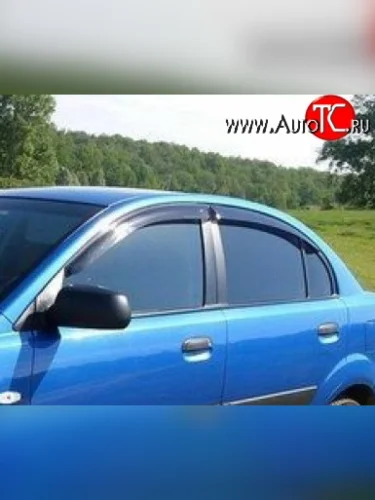 Комплект дефлекторов окон (ветровиков) 4 шт. Russtal KIA Rio 2 JB дорестайлинг седан (2005-2009)