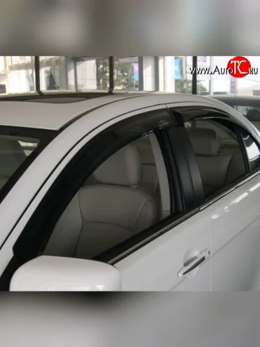 Комплект дефлекторов окон (ветровиков) 4 шт. Russtal Mitsubishi Lancer 10 CY седан рестайлинг (2011-2017)