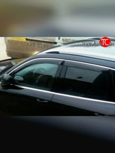 Комплект дефлекторов окон (ветровиков) 4 шт. Russtal Volkswagen Touareg 2 NF дорестайлинг (2010-2014)