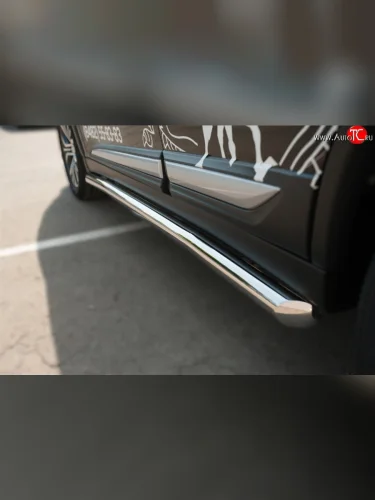 Защита порогов из круглой трубы диаметром 63 мм (рестайлинг) Russtal Mitsubishi Outlander GF 2-ой рестайлинг (2015-2018)