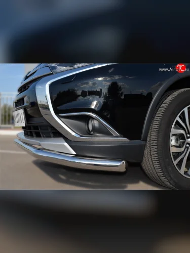 Одинарная защита переднего бампера диаметром 63 мм SLITKOFF Mitsubishi Outlander  GF (2015-2018) 2-ой рестайлинг