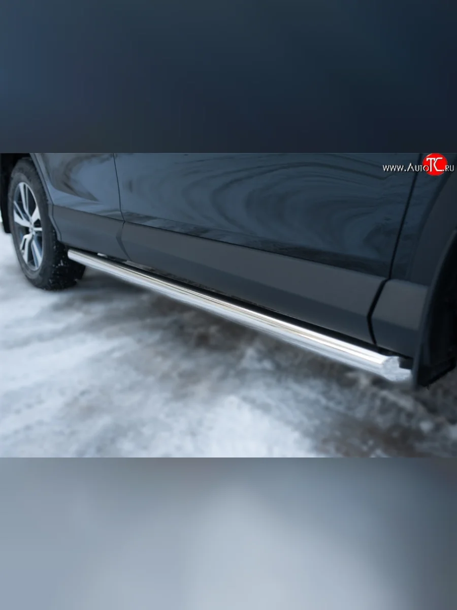 Защита порогов из круглой трубы диаметром 63 мм (рестайлинг) Russtal Toyota RAV4 XA40 5 дв. дорестайлинг (2012-2015) (Защита порогов с со скосами на торцах (вариант 1))  в Перми Пермском крае