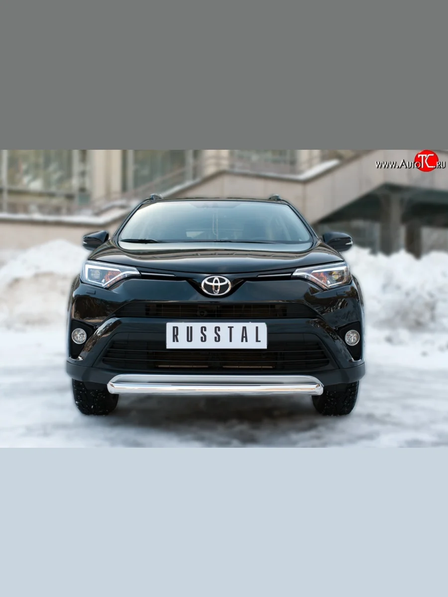 Одинарная защита переднего бампера из трубы с округлым сгибом диаметром 63 мм (рестайлинг) SLITKOFF  Toyota RAV4 (2015-2019) XA40  в Перми Пермском крае