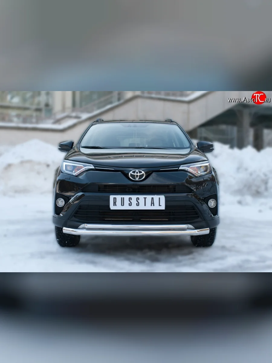 Защита переднего бампера (2 трубыØ63 и 42 мм, нержавейка) SLITKOFF  Toyota RAV4 (2015-2019) XA40  в Самаре Самарской области