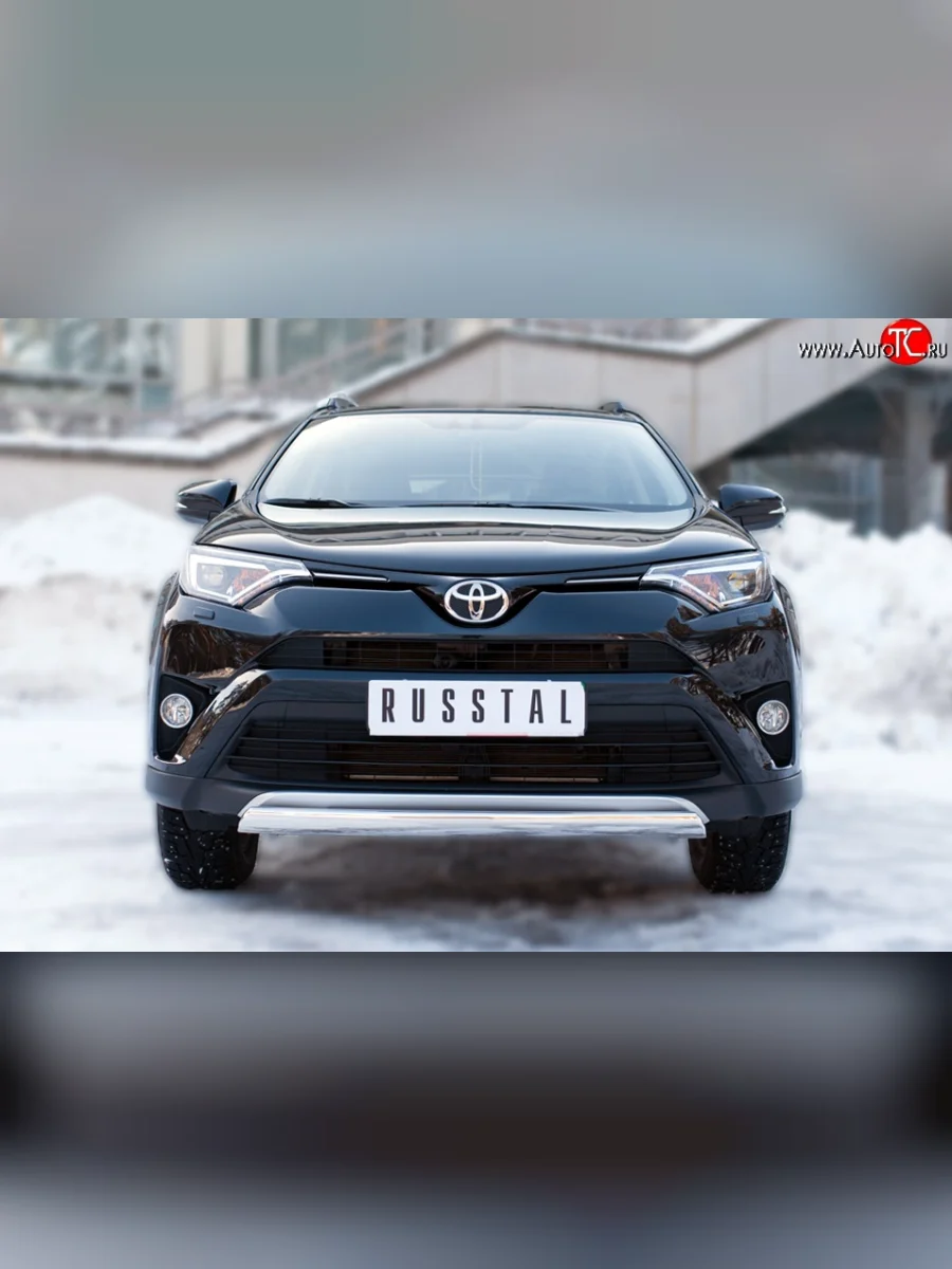 Защита переднего бампера (Ø75х42 мм, нержавейка) Russtal Toyota RAV4 XA40 5 дв. рестайлинг (2015-2019)  в Перми Пермском крае