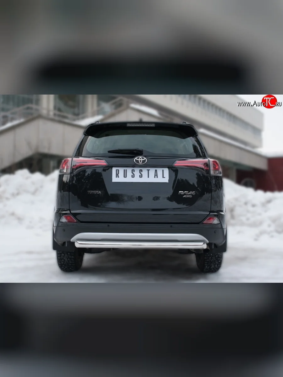 Одинарная защита заднего бампера из трубы с округлым сгибом диаметром 63 мм (рестайлинг) SLITKOFF Toyota RAV4 XA40 5 дв. дорестайлинг (2012-2015)  в Керчи Республика Крым