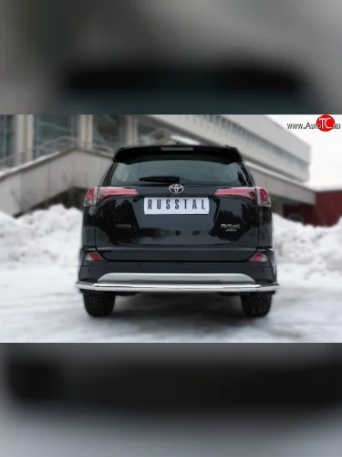 Одинарная защита заднего бампера из трубы с угловатыми сгибами диаметром 63 мм (рестайлинг) SLITKOFF Toyota RAV4 XA40 5 дв. дорестайлинг (2012-2015)