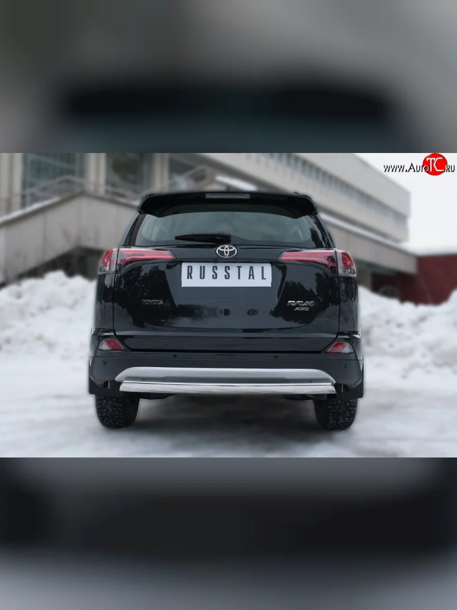 Защита заднего бампера (Ø75x42 мм, нержавейка) Russtal Toyota RAV4 XA40 5 дв. рестайлинг (2015-2019)  с доставкой в г. Керчь