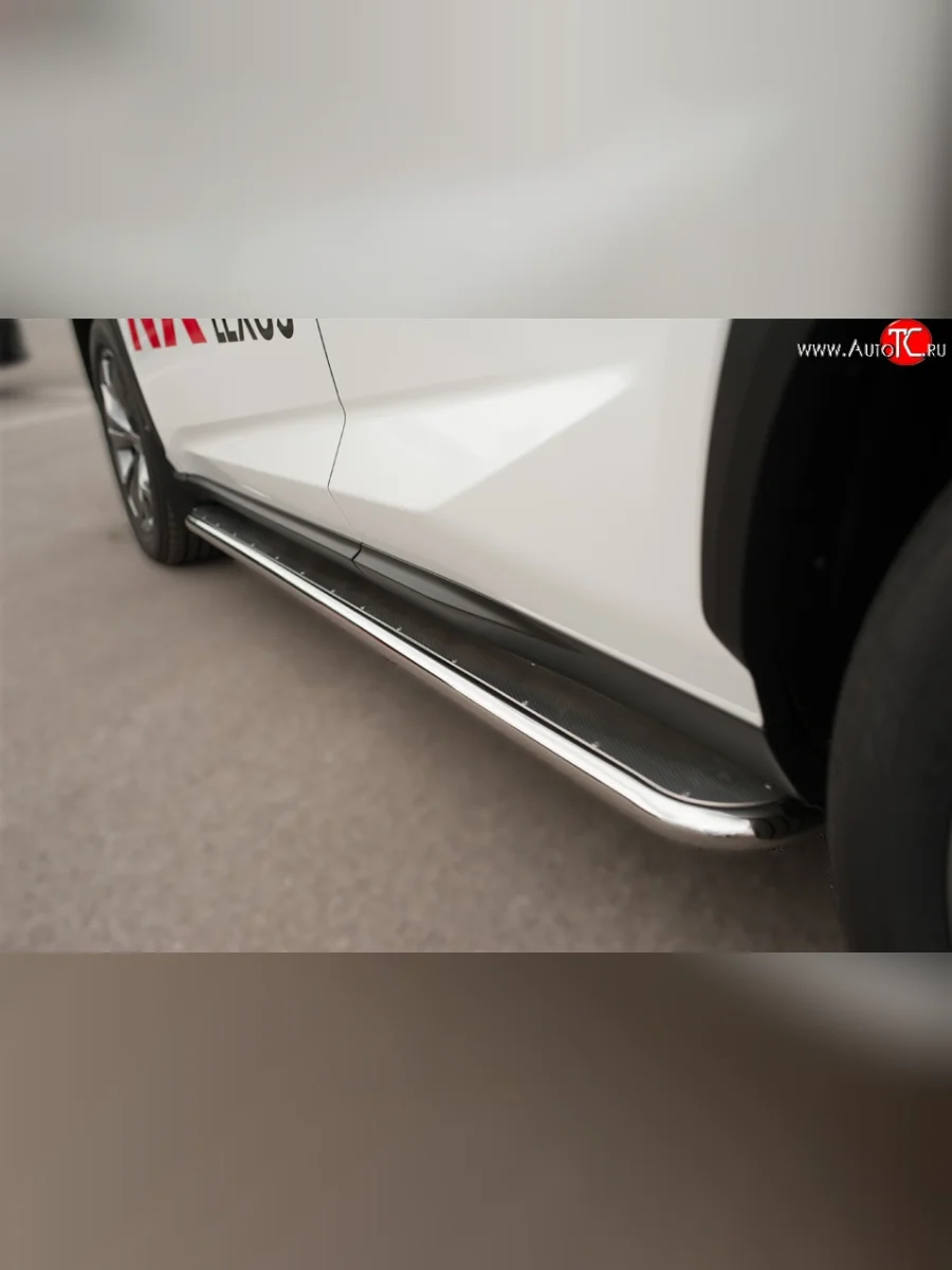 Широкая защита порогов F SPORT Russtal Lexus NX200T Z10 (2014-2017) (Текстура поверхности листа №1)  в Перми Пермском крае